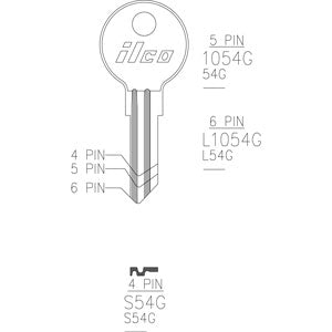 1054G Bag of 10 Nickel Plated Brass Key Blanks