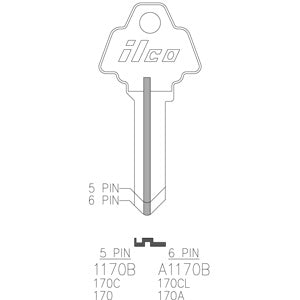 A1170B HO4 Bag of 10 Nickel Plated Brass Key Blanks