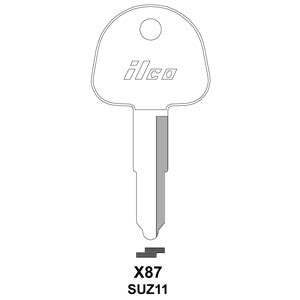X87 SUZ11 Bag of 10 Nickel Plated Key Blanks