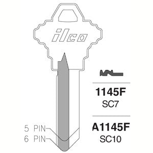 A1145F SC10 Bag of 10 Nickel Plated Brass Key Blanks