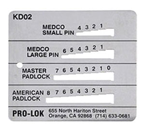 Medeco, Master Lock and American Padlock 4-IN-1 Key Gauge