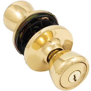 KW1 Polished Brass Tulip Knob Lockset Entrance HL260150