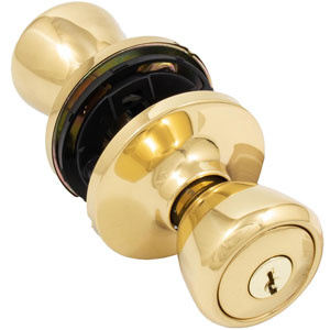 KW1 Polished Brass Tulip Knob Lockset Entrance HL260150 **CLOSE-OUT**