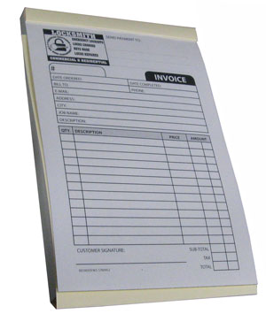 Locksmith Invoice Book with 50 Sets of Duplicate Carbonless Forms