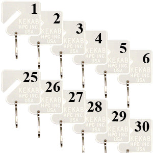 Numbered Key Tags for KeKab White Package of 30 NT-1-30