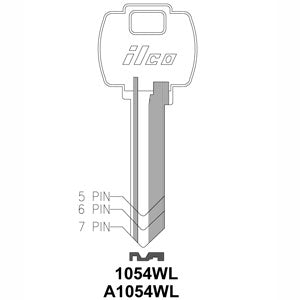 A1054WL Bag of 10 Nickel Plated Brass Key Blanks