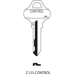 C123 Control Key Bag of 10 Nickel Silver Key Blanks