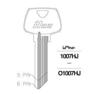 O1007HJ Bag of 10 Nickel Silver Key Blanks