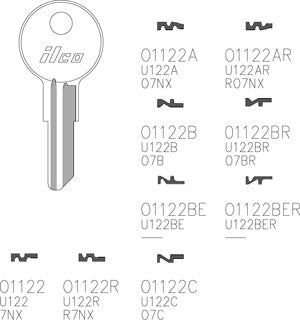 O1122BE Bag of 10 Nickel Plated Brass Key Blanks
